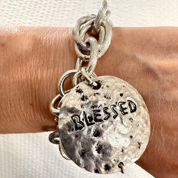 Atelier Jewelry - Atelier Charm Bracelet 8 Inch Silver Tone Blessed Disc Faux Pearl Jewelry